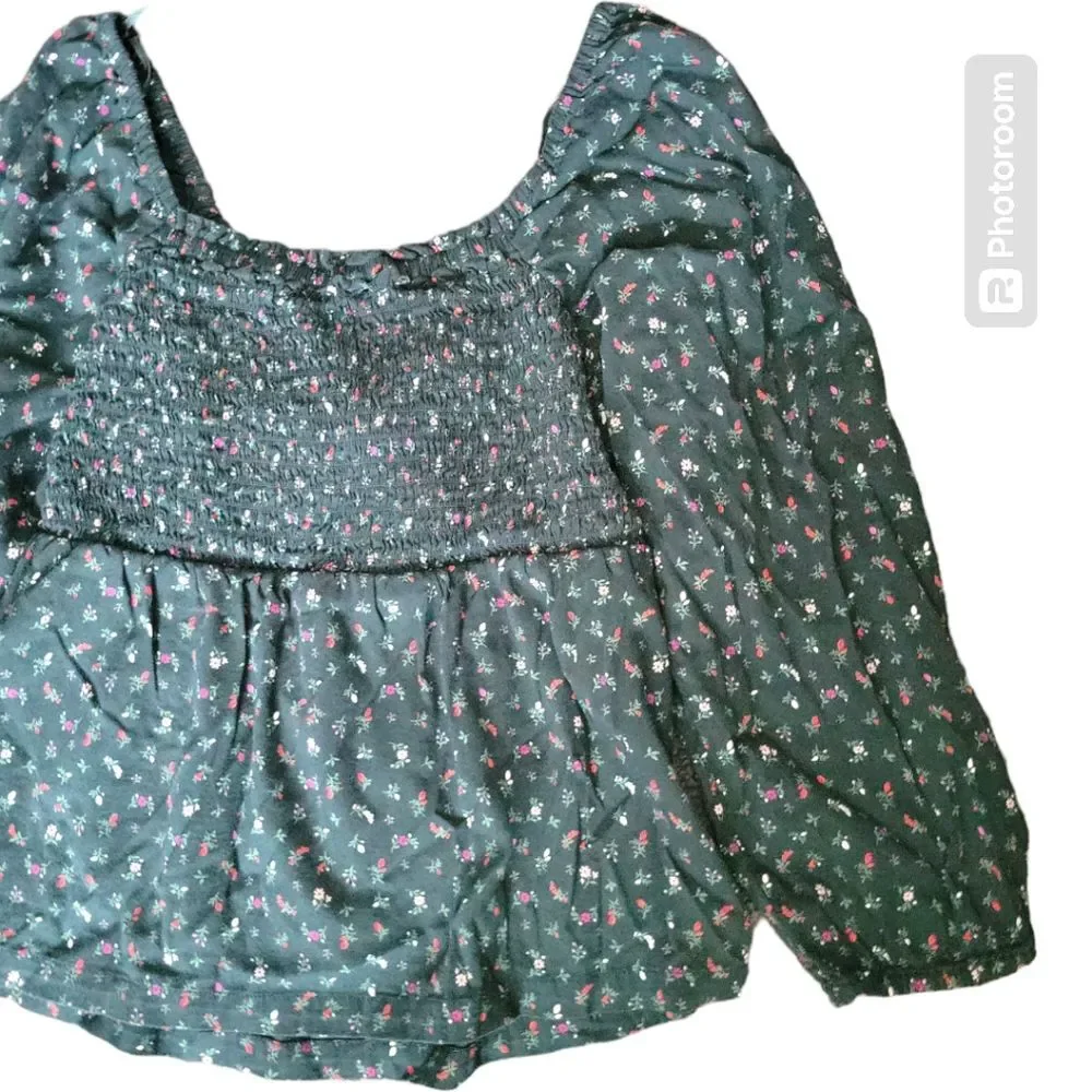 OLD NAVY Green Floral Blouse